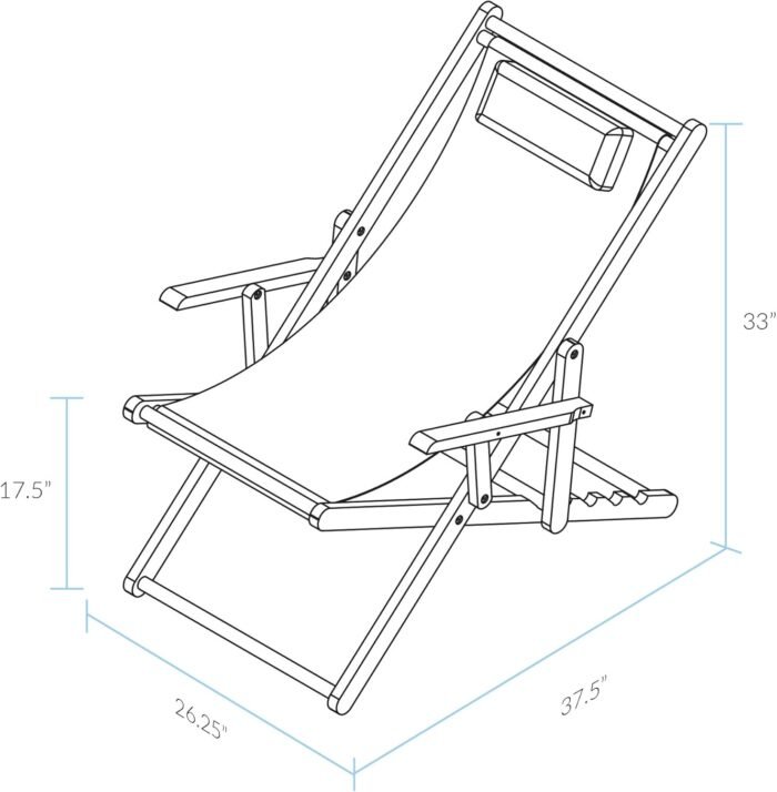 Casual Home Folding Fully-Assembled Adjustable Solid Wood Sling Patio Outdoor Chair, Natural Frame/Natural Canvs (New) - Image 3
