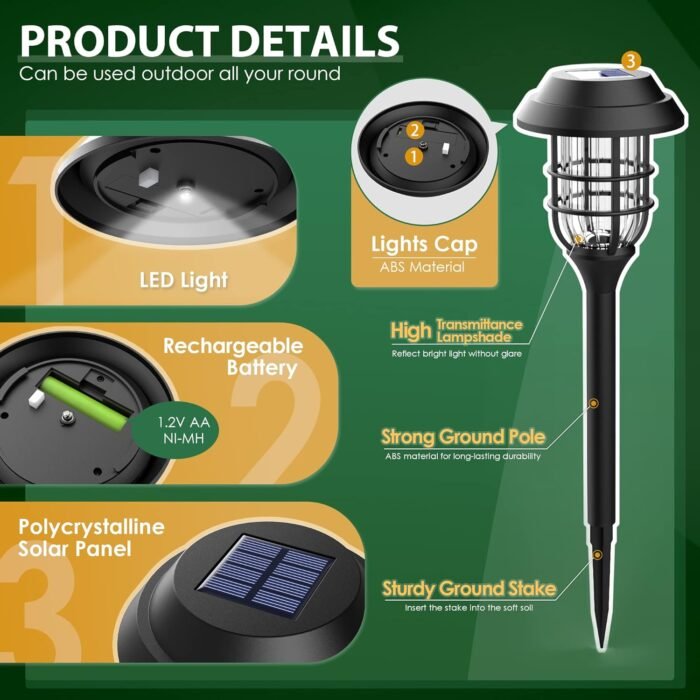 SOLPEX Solar Lights for Outside, Solar Outdoor Path Lights, Garden Lights Waterproof, Solar Powered Landscape Lighting for Yard, Garden, Pathway, Patio, Porch, Walkway, Driveway, 8 Pack(Cold White) - Image 3