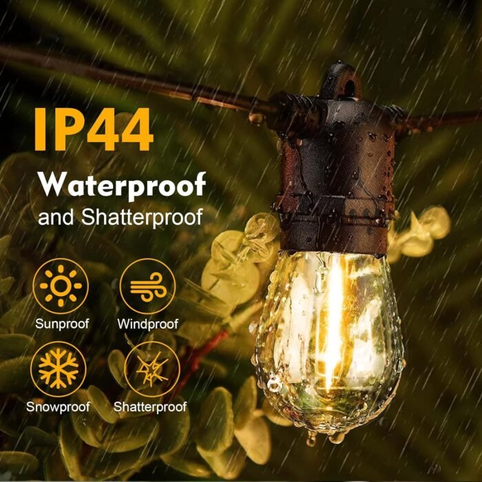 24 Pack LED S14 Replacement Light Bulbs, Waterproof 1W Vintage Edison Bulbs for Outdoor Patio Backyard String Lights, Dimmable, E26 Regular Medium Screw Base, 2200K Warm White - Image 6