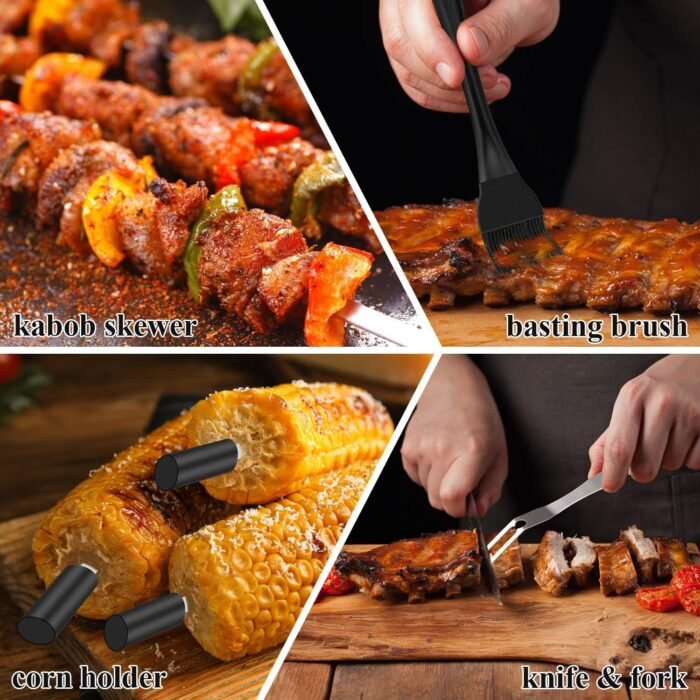 ROMANTICIST 27pcs Heavy Duty Grilling Gifts for Men Dad Fathers Day, Extra Thick BBQ Accessories Tools Set, Stainless Steel Grill Utensils Kit with Meat Claws, Carrying Bag for Outdoor Camping Black - Image 5