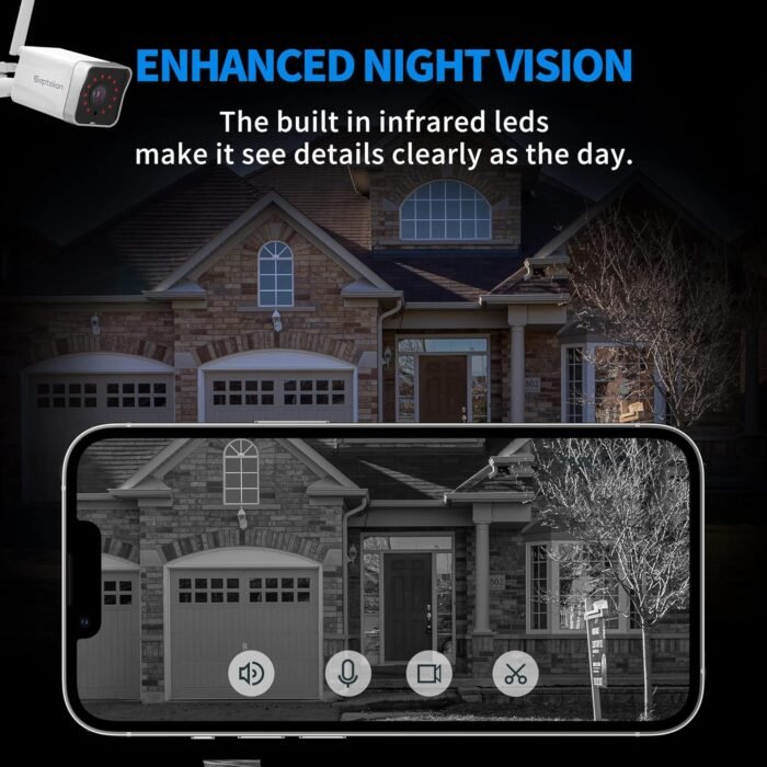 Septekon 2 Pack Outdoor Security Camera 2K，WiFi Cameras for Home Security Outside with Motion Detection Tracking, Night Vision, Two-Way Audio, IP66 Weatherproof, 2.4GHz Wi-Fi, Compatible with Alexa - Image 3