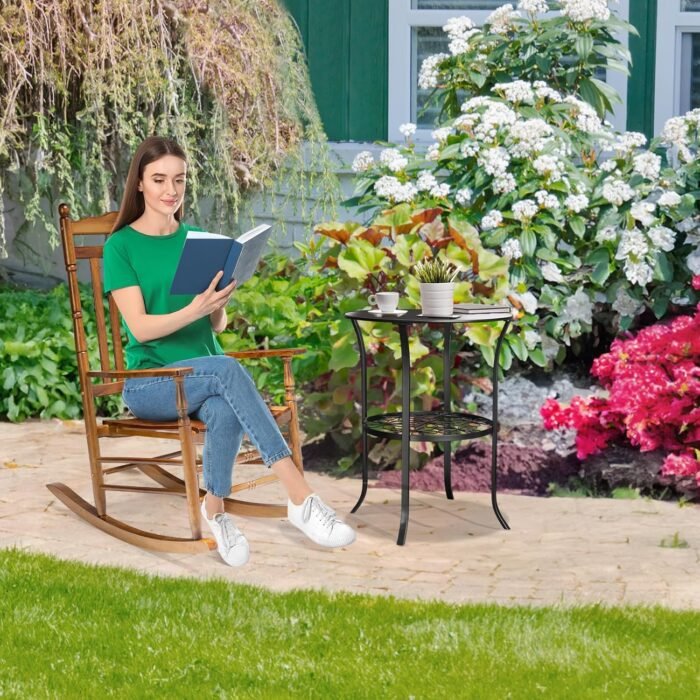 VINGLI Wood Rocking Chair Outdoor with 450 lbs Support Relaxing Rocker Solid Wood High Back Seat Reclining Seat for Deck, Garden, Backyard, Porch, Indoor or Outdoor Use, Teak - Image 2