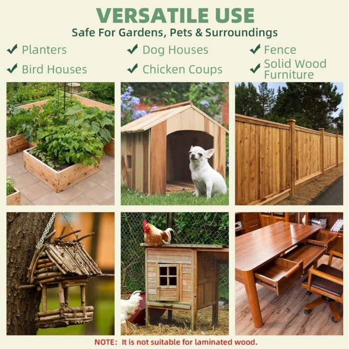 Garden Box Sealer 32OZ/946ML, Non-Toxic & Plant-Based Waterproofing Wood Sealer for Raised Garden Beds, Planters & Pet Shelters, Long-Lasting Protection Against Water, Sun & Weather Damage - Image 5