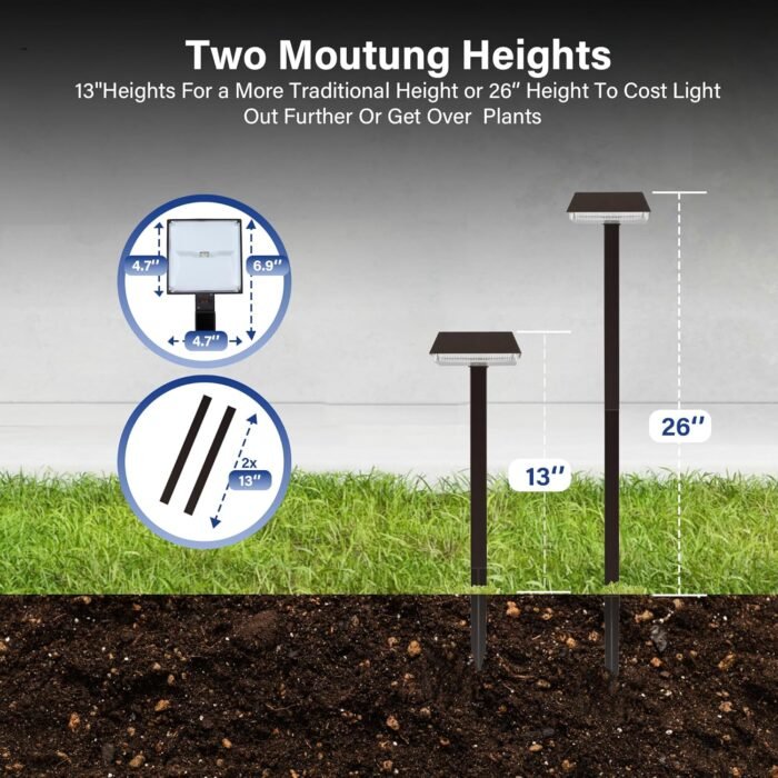 Bobcat Solar Pathway Lights Super Bright 300 lumens with 2-in-1 Warm White and Daylight Modes, Dark Brown Solar Lights for Outdoor Path, Sidewalk, Driveway or Walk Way Light(4 Pack) - Image 5