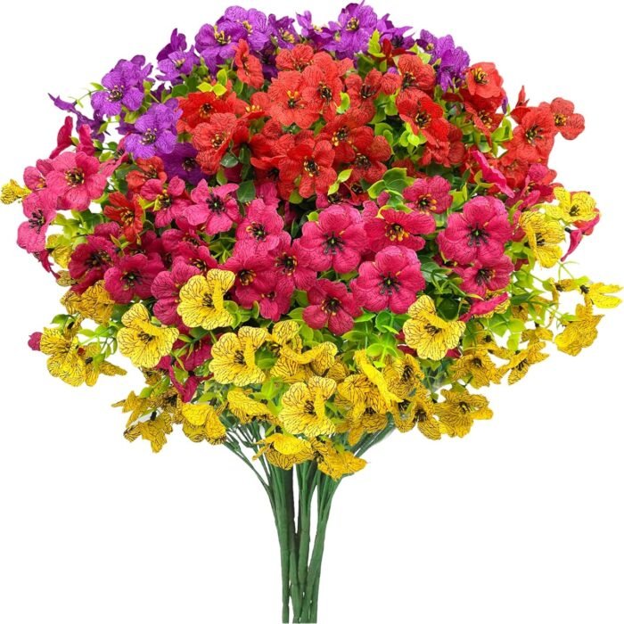 12 Bundles Artificial Flowers Outdoor Faker Plants Spring Summer Decoration, Artificial Silk Flowers, Realistic Realisic UV Resistance, Suitable for Outdoor Decoration, Courtyard Porch - Image 5