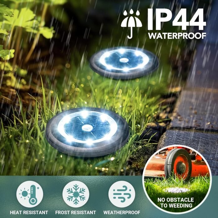 SOLPEX Mini Solar Ground Lights, 10 Pack Solar Lights Outdoor Waterproof, Pathway Lights Solar Powered, Solar Garden Light, Landscape Lighting for Yard Driveway Walkway (Cool White) - Image 5