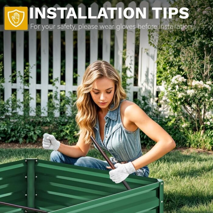 DWVO 2pcs 6 x 3 x 1 FT Raised Garden Bed Kit, Outdoor Galvanized Flower Bed with Gloves, Large Metal Planter Box for Vegetables, Flowers, Herbs, Fruits, Green - Image 2