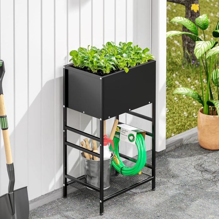 Raised Garden Bed, Raised Planter Box with Legs, Outdoor Metal Elevated Garden Bed, Small Standing Raised Beds Flower Bed for Gardening, Backyard, Balcony, Patio - Image 7