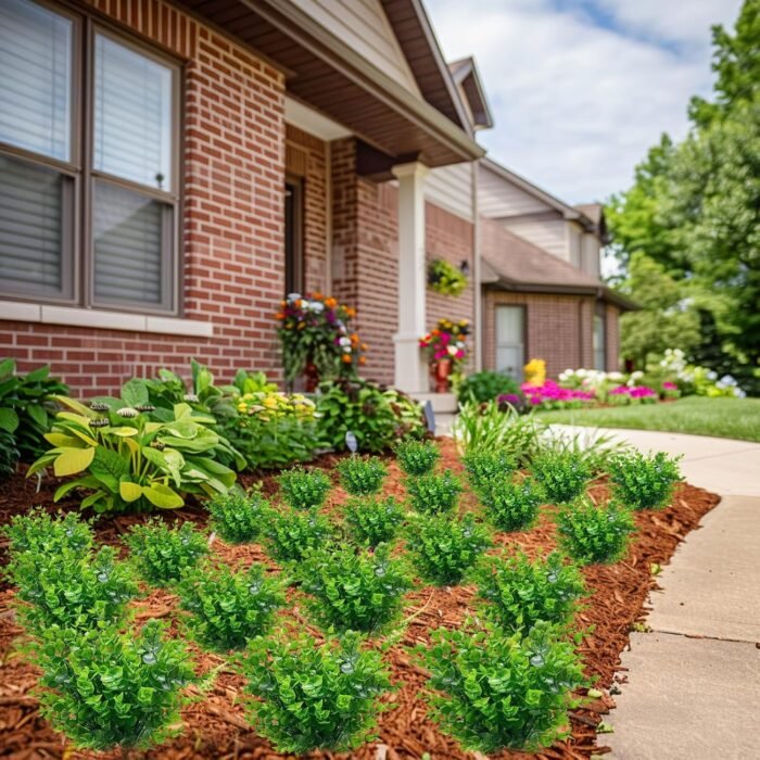 TURNMEON 20 Bundles Artificial Greenery Plants for Outdoors Spring Summer Decor, UV Resistant Fake Plants Faux Eucalyptus Plastic Shrubs Boxwood Fake Flowers Gardens Home Patio Outsides Decor(Green) - Image 5