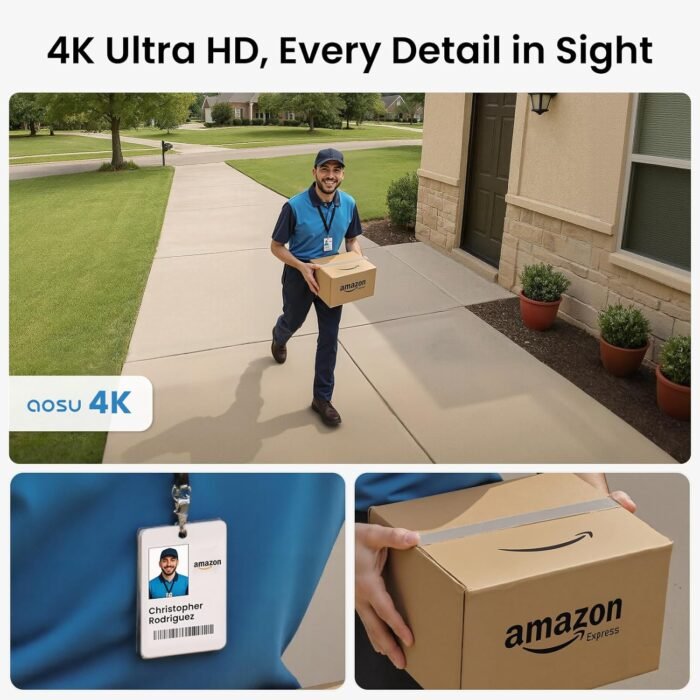 AOSU 4K Security Cameras Wireless Outdoor, 4-Cam Kit, Smart Home Security System with HomeCortex, Al Face Recognition & Behavior Detection, 16TB Expandable Local Storage, Integrated Solar Panel - Image 7