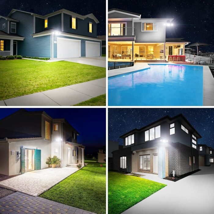Onforu 60W LED Dusk to Dawn Outdoor Lighting, 2 Packs 6000LM Exterior Flood Lights, IP65 Waterproof Outdoor 3 Adjustable Heads Photocell Lights Fixture, 6500K Daylight White Floodlights - Image 7