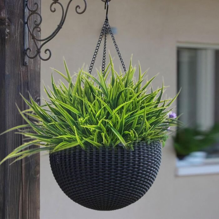 12 Bundles Artificial Outdoor Plants UV Resistant Fake Grass Plants Faux Plastic Plants Greenery Shrubs for Home Garden Pathway Window Box Front Porch Spring Summer Decor, Green - Image 7