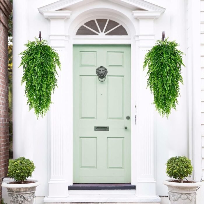Waipfaru 4Pcs Fake Hanging Plants Artificial Ferns for Outdoors，Fake Ferns UV Resistant Plastic Fake Plants for Indoor Wall Porch Wedding Party Holiday Decor - Image 8