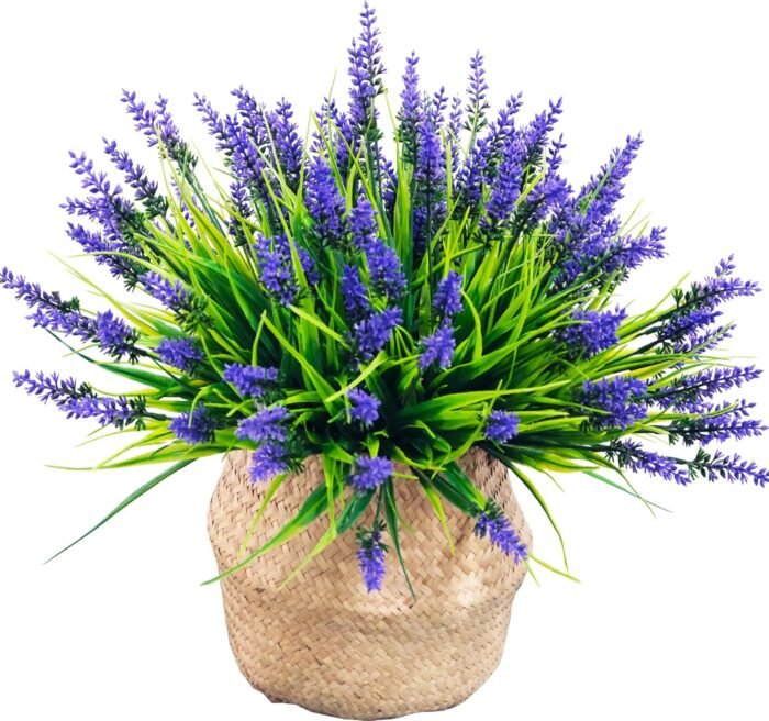 22 Pcs Artificial Outdoor Flowers UV Resistant Lavender Fake Greenery Plants Grass with Purple Flowers for Pot Decor for Window Garden Patio Hanging Planter Pathway Front Porch (22, Purple) - Image 4
