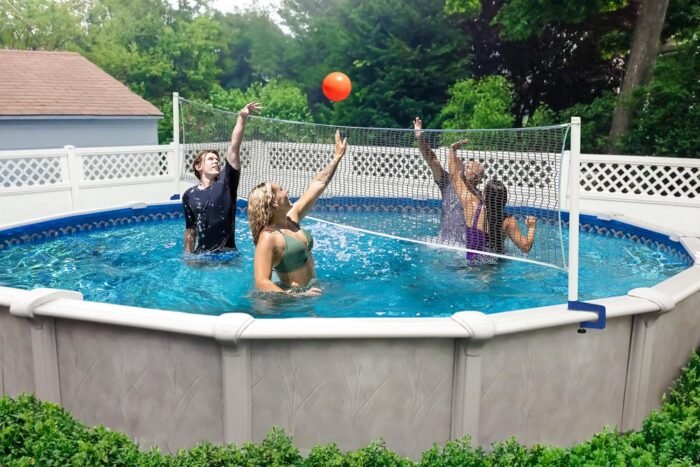 Poolmaster 72786 Above-Ground Pool Water Volleyball and Badminton Pool Game with Bracket Mounts White 16-Feet - Image 3