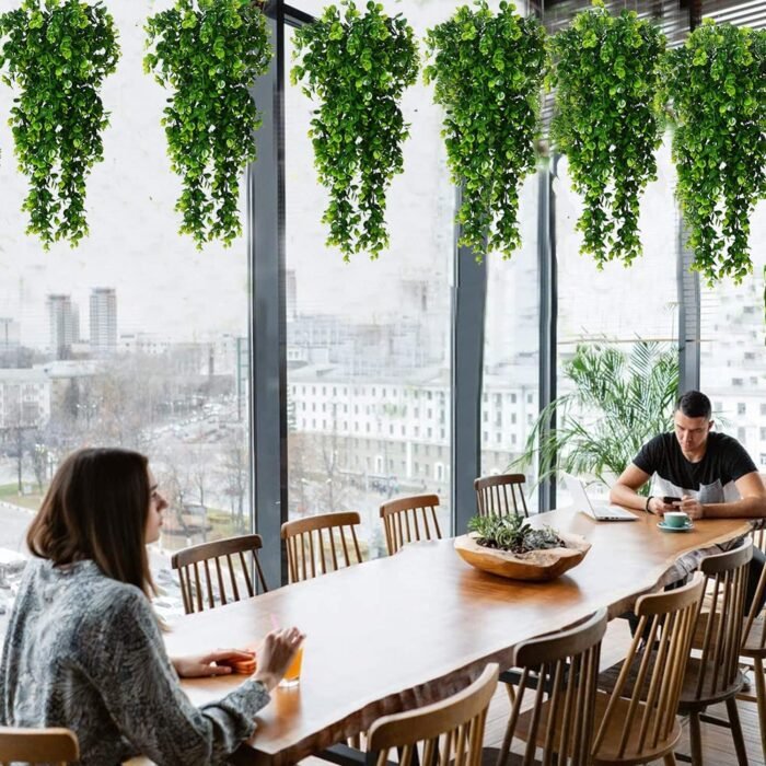 Toprooms 4 Pcs Fake Hanging Eucalyptus Plant, Faux Eucalyptus Leaf Greenery Vine, UV Resistant Plastic Plant, Artificial Hanging Plants, Ivy Room Decor, Outdoor - Image 5