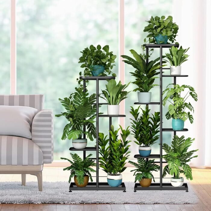 LINZINAR Plant Stand Indoor Outdoor Metal 4 Tier 5 Potted Multiple Flower Pot Holder ShelfPlanter Display Shelving Unit for Patio Garden Corner Balcony Living Room - Image 6