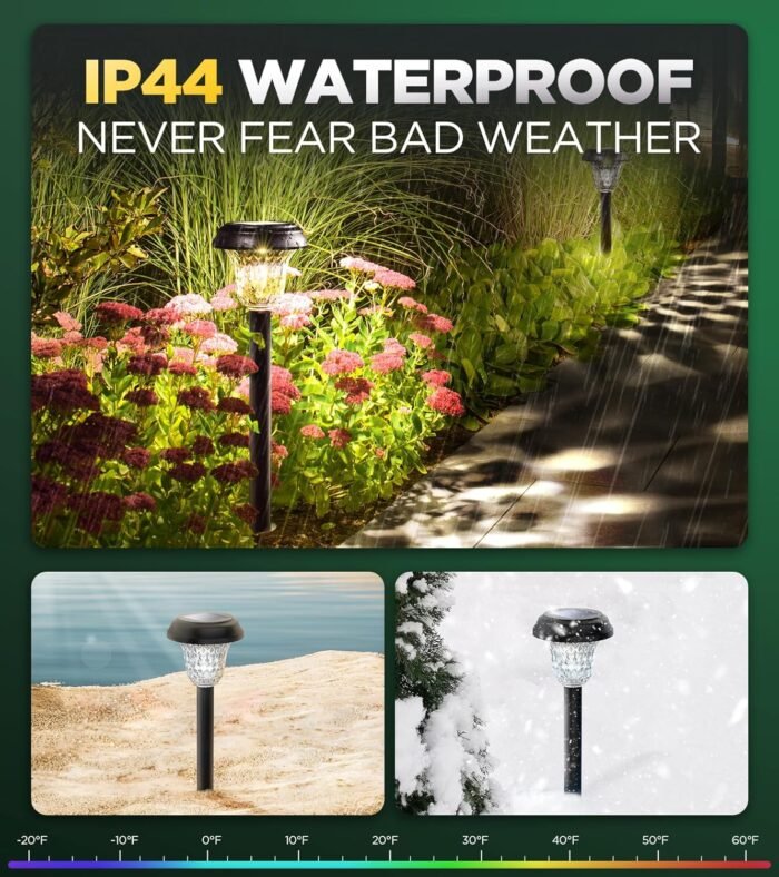 10 Pack Ultra Bright Solar Lights Outdoor Waterproof, from Dusk to Dawn Up to 12H Solar Light for Outside, Auto On/Off Solar Powered Garden Pathway Lights, Landscape Lighting (Cold White) - Image 5