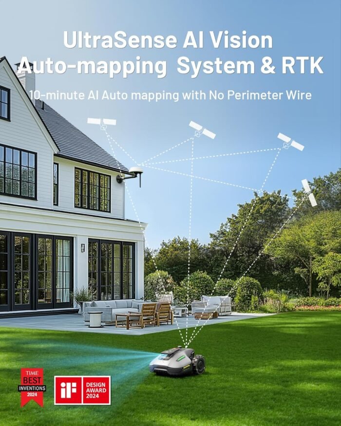 YUKA Mini 700H Robot Lawn Mower, Reception 0.17 Acre, Max 0.27 Acre, Ultrasense AI Vision+ RTK Positioning, Auto Mapping, App Control, 50% Slope, Cutting Height 2''~3.5'', 15 Mowing Zones - Image 2
