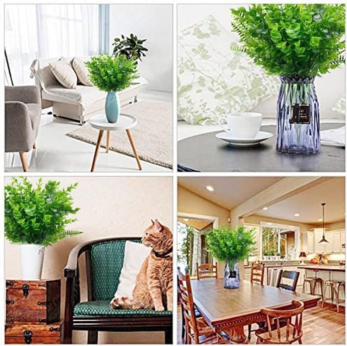 TURNMEON 20 Bundles Artificial Greenery Plants for Outdoors Spring Summer Decor, UV Resistant Fake Plants Faux Eucalyptus Plastic Shrubs Boxwood Fake Flowers Gardens Home Patio Outsides Decor(Green) - Image 6