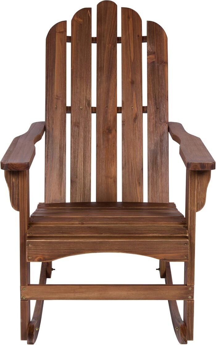 Shine Company Marina Adirondack Porch Rocker, Indoor Outdoor Wood Rocking Chair, Oak - Image 2