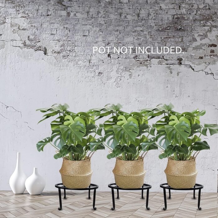 yosager 4 Pack Metal Plant Stands for Flower Pot, Heavy Duty Black Iron Potted Stand Holder, Indoor Outdoor Rustproof Metal Planter Container Round Supports Display Rack for Home & Garden Decor - Image 4