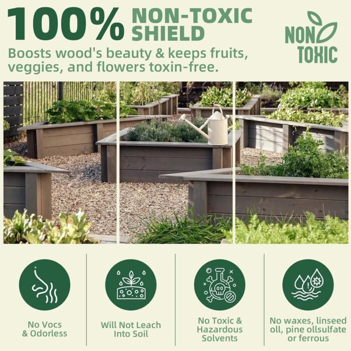 Garden Box Sealer 32OZ/946ML, Non-Toxic & Plant-Based Waterproofing Wood Sealer for Raised Garden Beds, Planters & Pet Shelters, Long-Lasting Protection Against Water, Sun & Weather Damage - Image 3