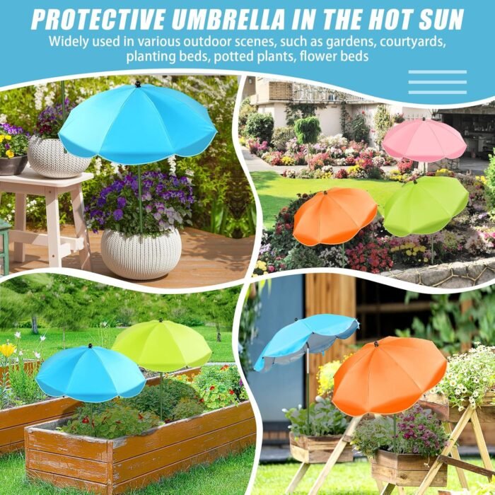 Upgraded Plant Umbrellas for Outdoor Plants, 26" Larger Garden Plant Umbrella Shade with Adjustable Angle, 43.4" Higher Sun Shade for Plants, Potted Plant, Garden Beds - Image 7