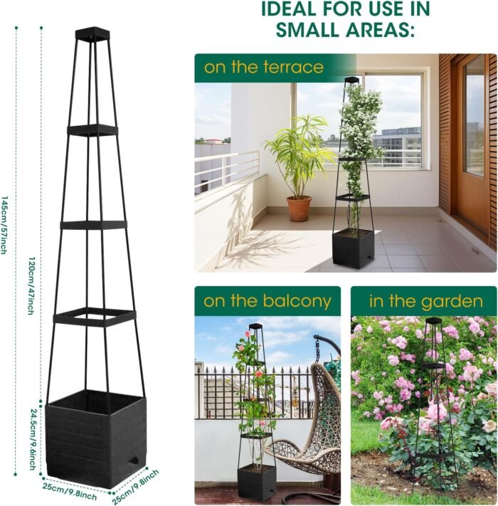 MQFORU 2Pack Raised Garden Bed Planter Boxes with Trellis, 57" Self-Watering Tomato Planter Boxes with Trellis for Climbing Vegetable and Plants, Tomato Cage for Indoor Outdoor Use - Image 8