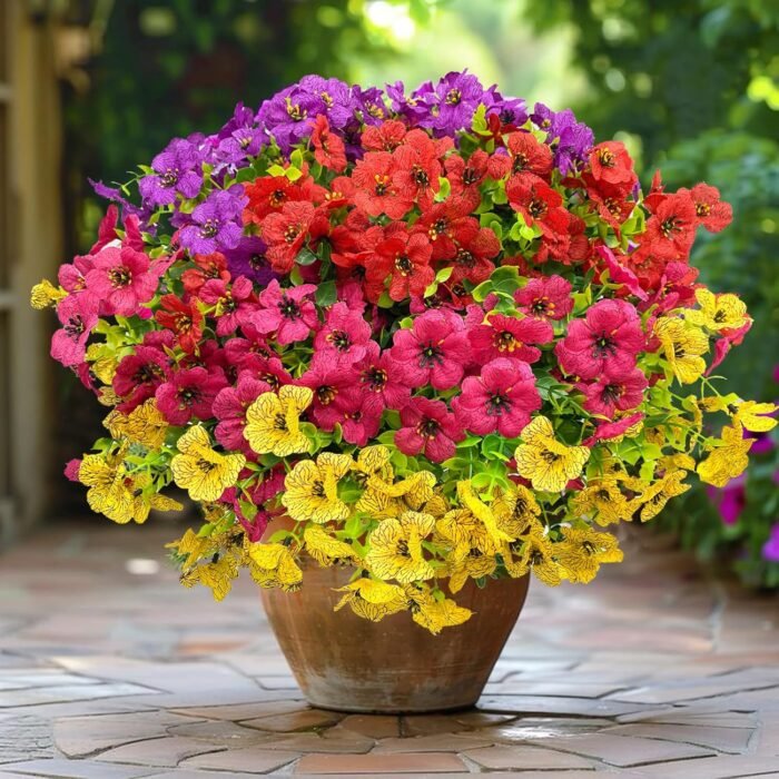 12 Bundles Artificial Flowers Outdoor Faker Plants Spring Summer Decoration, Artificial Silk Flowers, Realistic Realisic UV Resistance, Suitable for Outdoor Decoration, Courtyard Porch - Image 6