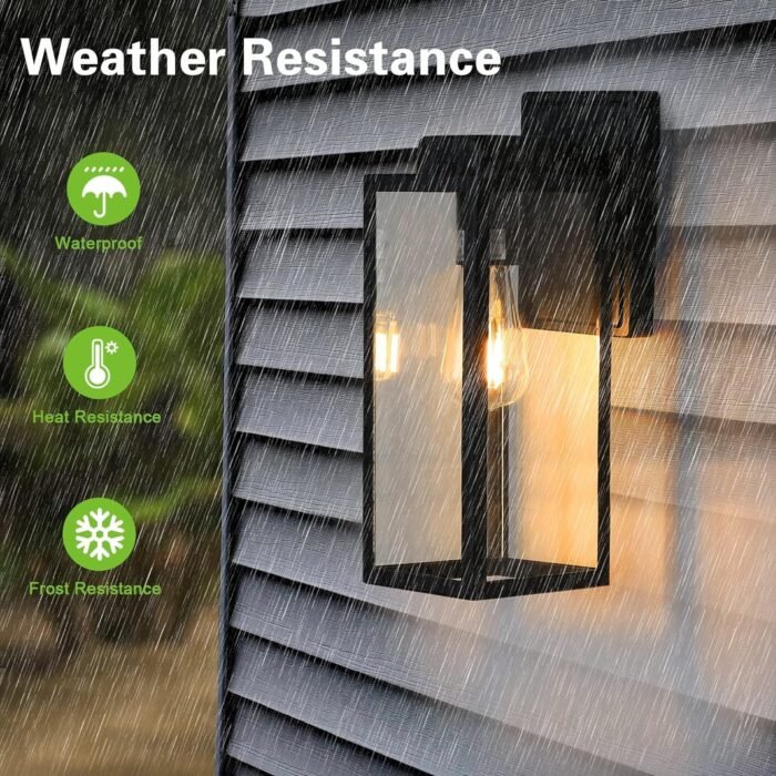 hykolity Large Size Outdoor Wall Lights,16 Inch Wall Lantern, Waterproof Exterior Wall Sconce, Anti-Rust Wall Mounted Lighting with Glass Shade,Lamp with E26 Socket for Porch, Front Door, 2 Pack - Image 4