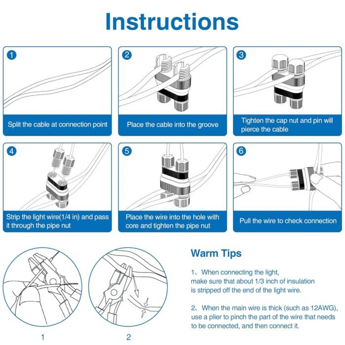 SUNVIE Fastlock2 Low Voltage Landscape Lighting Connectors - Waterproof 12-18 Gauge Outdoor Low Voltage Wire Connectors (24 Pack) - Image 4