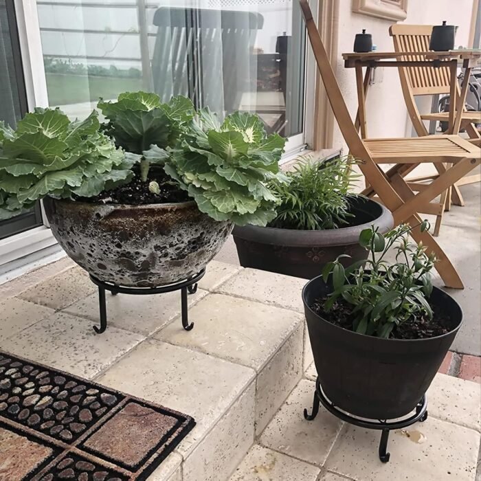 5 Pack Metal Plant Stands,Heavy Duty Potted Holder for Flower Pot,Indoor Outdoor Metal Rustproof Iron Garden Container Round Supports Rack for Planter… - Image 7