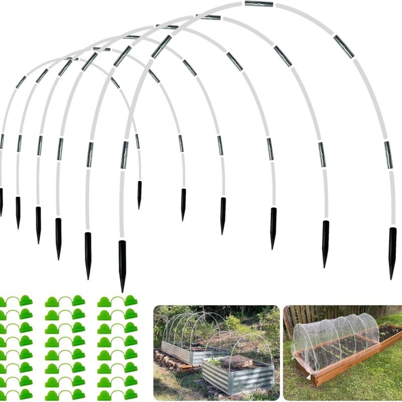 8FT Garden Hoops Grow Tunnel Kit - Rust-Free Fiberglass Frame for Raised Beds, 36pcs - DIY Plant Support for Garden Netting, Row Covers, and Greenhouse Protection