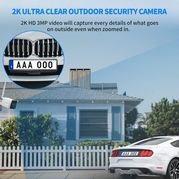 Septekon 2 Pack Outdoor Security Camera 2K，WiFi Cameras for Home Security Outside with Motion Detection Tracking, Night Vision, Two-Way Audio, IP66 Weatherproof, 2.4GHz Wi-Fi, Compatible with Alexa - Image 2