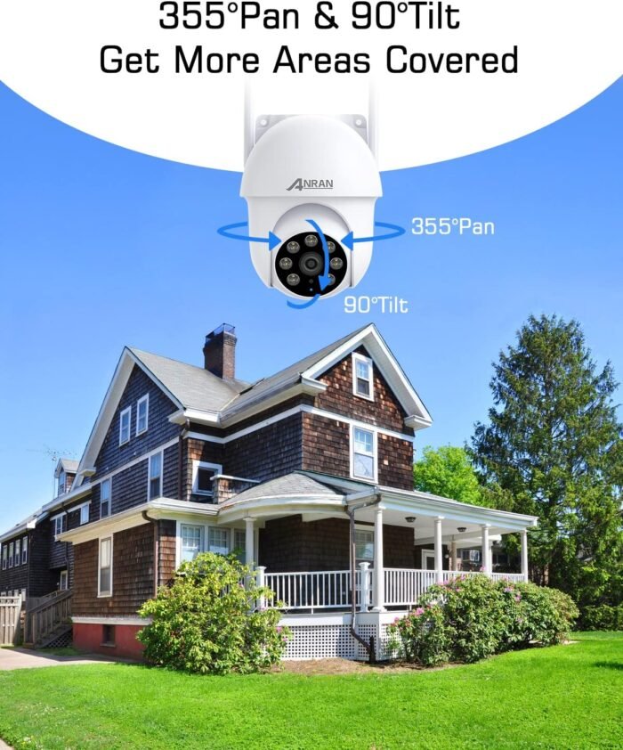 [2026 Exclusive] ANRAN 5MP Security Camera Outdoor, 360°PTZ Auto-Tracking, 2.4/5GHz WiFi Wired Security Camera, Spotlight & Siren, Night Vision, IP66 Waterproof, Audio, SD & Cloud Storage, 24/7 Record - Image 2