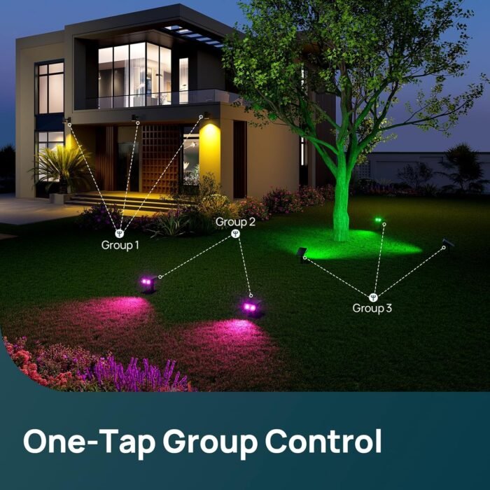Linkind Smart Solar Spotlight SL5C, Color Changing Landscape Lighting, APP/Voice Control Solar Lights Outdoor, IP67 Waterproof Spot Lights Outdoor for Yard, Garden, Pathway(8 Pack) - Image 8