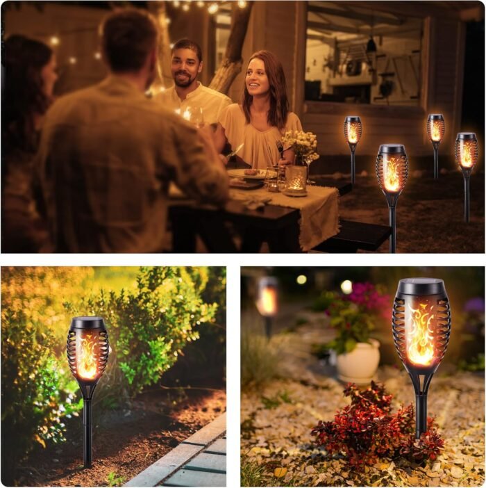 Toodour Solar Torch Flame Lights, 6 Pack Solar Lights Outdoor with Flickering Flame, Waterproof Solar Pathway Lights Landscape Decoration Lighting for Garden, Lawn, Yard, Outdoor Decorations - Image 5