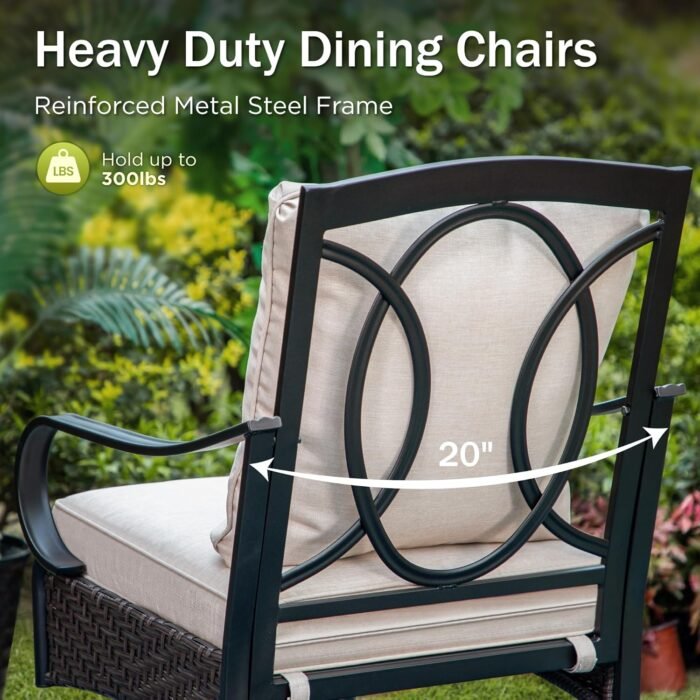 PHI VILLA 9-Piece Outdoor Dining Sets, 60x60 All-Weather Patio Table and Chairs Set for 8, Heavy Duty Patio Table Set Square for Deck, 8 Extra Large Outdoor Swivel Chairs with Thick Cushions - Image 6