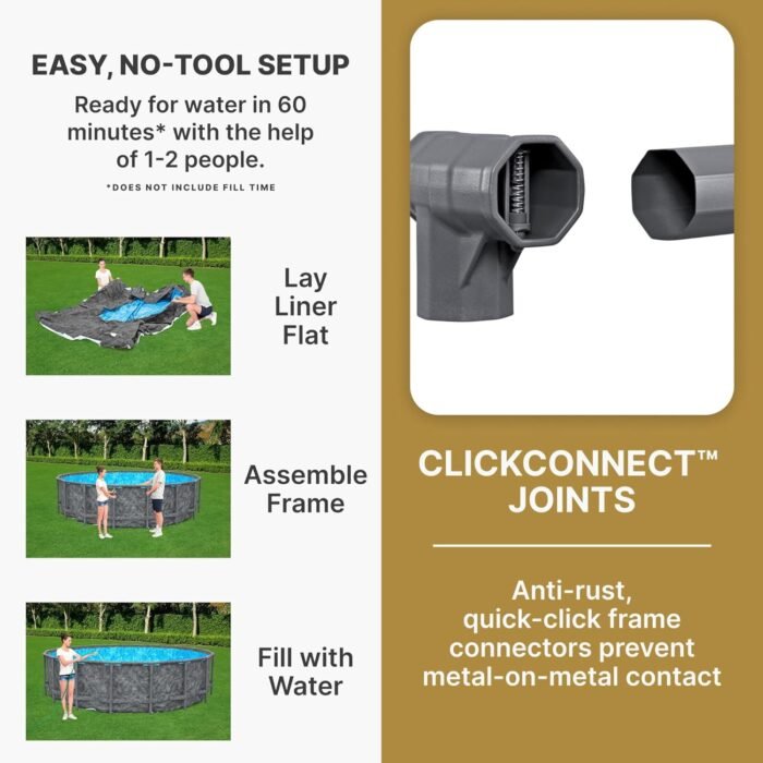 Bestway APX 365 16' x 48" Round Above Ground Pool Set with Sand Filter Pump, Ladder, and Cover, Dark Marble - Image 3