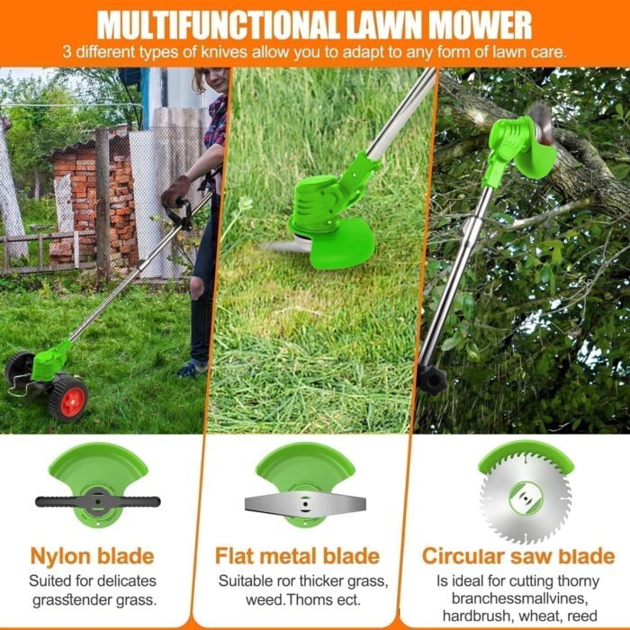 Cordless Weed Wacker Electric Weed Wacker Battery Powered with 21V 4.0Ah Battery Operated Grass Trimmer 3 in 1 Weed Trimmer Lawn Edger Brush Cutter for Lawn Garden Pruning Trimming - Image 3
