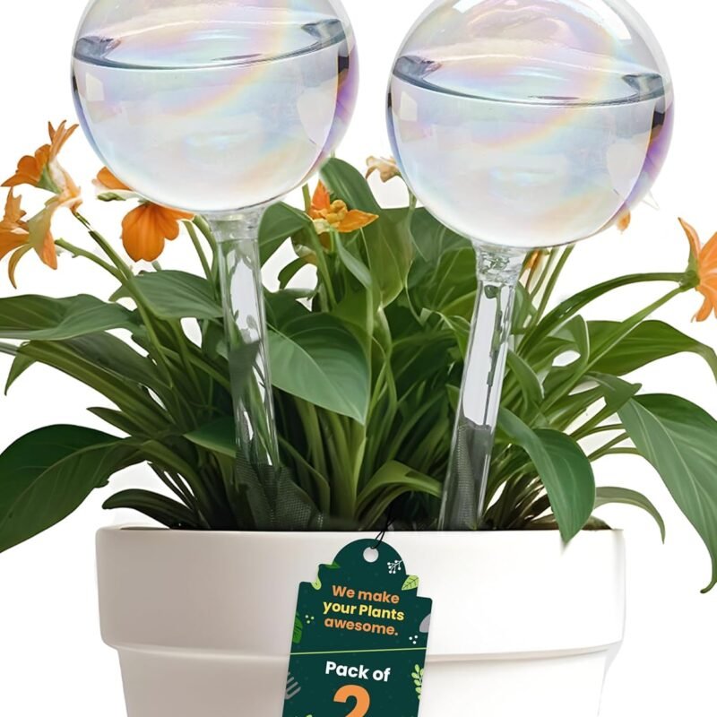 2 Pcs Iridescent Self Watering Globes, Glass Rainbow Plant Watering Globes, Self Watering Planter Insert, Automatic Plant Waterer Indoor, Plant Watering Devices, Plant Water Globes, Watering Bulb