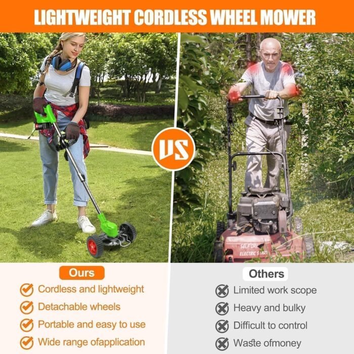 Cordless Weed Wacker Electric Weed Wacker Battery Powered with 21V 4.0Ah Battery Operated Grass Trimmer 3 in 1 Weed Trimmer Lawn Edger Brush Cutter for Lawn Garden Pruning Trimming - Image 5
