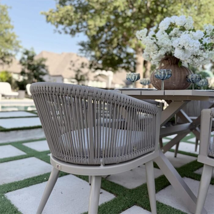 PURPLE LEAF Outdoor Dining Set for 10 All-Weather 12 Pieces Patio Aluminium Dining Large Table and Rope Weave Chairs Included Cushions for Backyard Deck Kitchen Modern Patio Furniture Set Champagne - Image 2