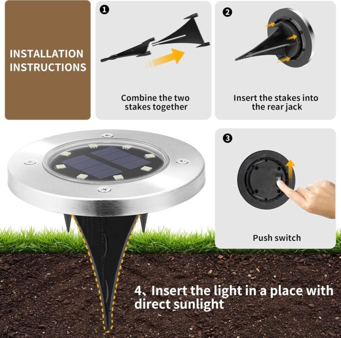 SOLPEX Solar Lights Outdoor Waterproof, 12 Pack Solar Ground Lights, Solar Garden Lights Landscape Lighting for Pathway Driveway Patio Backyard Walkway (Warm White) - Image 4