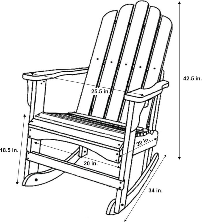Shine Company Marina Adirondack Porch Rocker, Indoor Outdoor Wood Rocking Chair, Oak - Image 6