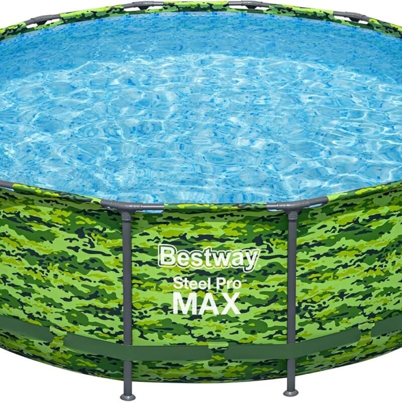Bestway Steel Pro Max 14'x48 Camo Pool Set | Durable Construction, Easy Assembly, and All-Inclusive Accessories - Above Ground Pool Set with Filter Pump, Ladder, and Pool Cover - No Tools Required!