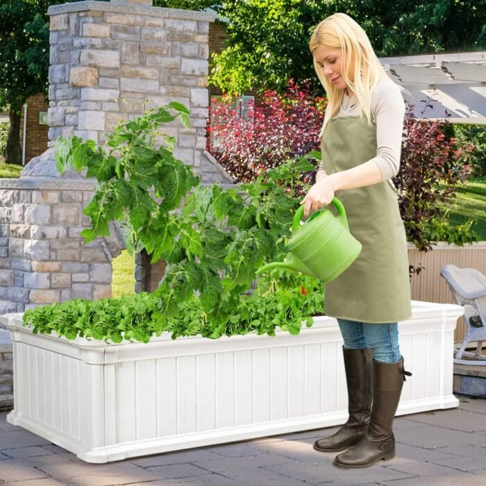 Giantex Raised Garden Bed, Planter for Flower Vegetables, Outdoor Plant Box Patio Backyard, Easy Assembly (48''Lx24''Wx12''H, White) - Image 2