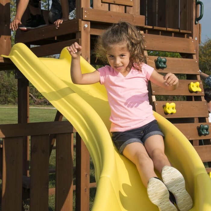 Swing-N-Slide WS 8355 Castlebrook Swing Set with Two Slides, Swings & Climbing Wall, Wood - Image 5