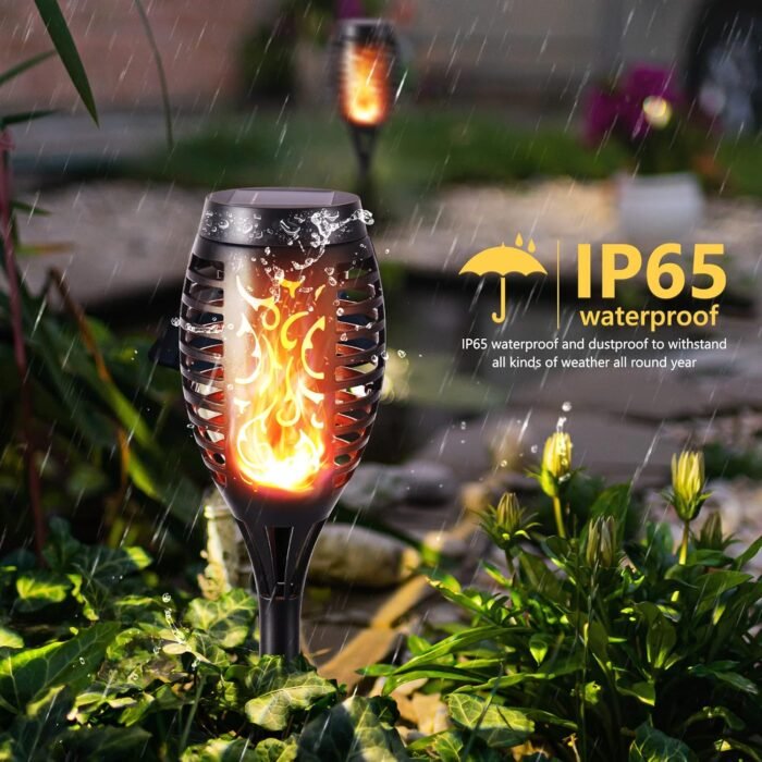 Toodour Solar Torch Flame Lights, 6 Pack Solar Lights Outdoor with Flickering Flame, Waterproof Solar Pathway Lights Landscape Decoration Lighting for Garden, Lawn, Yard, Outdoor Decorations - Image 3